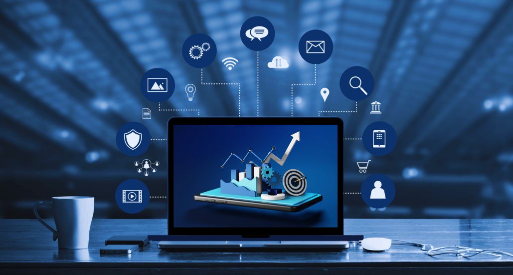 Digital marketing analytics on laptop